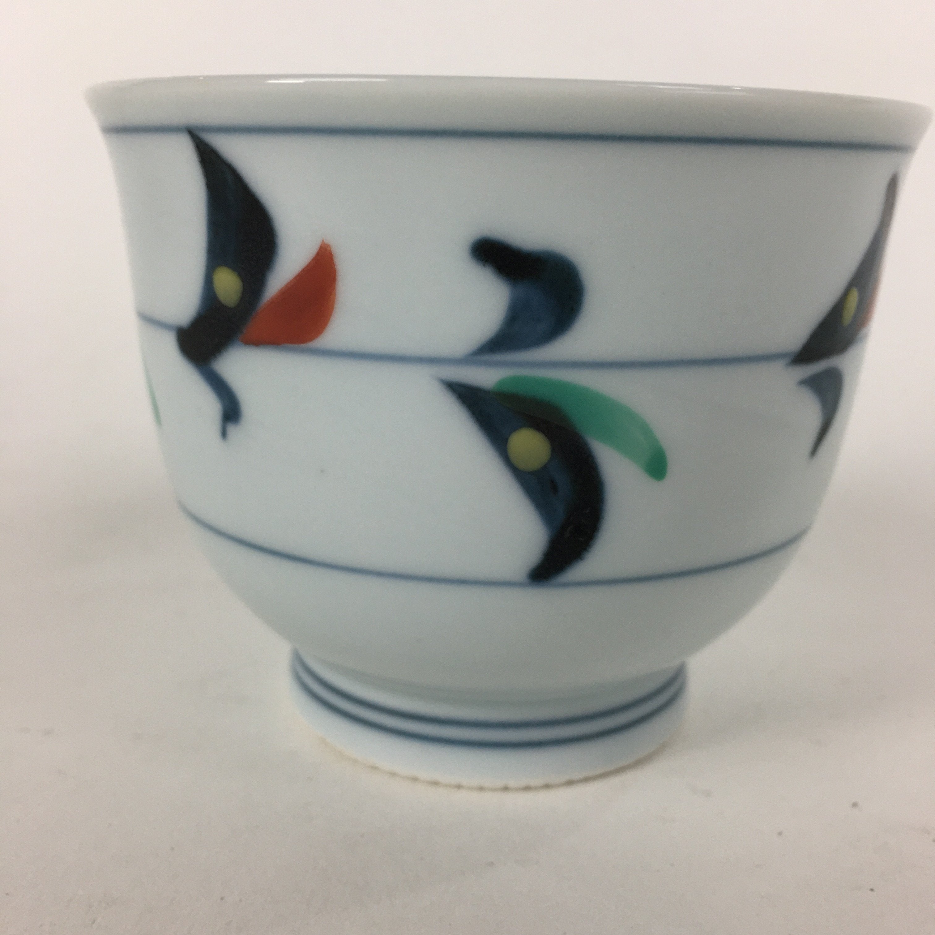 Japanese Porcelain Teacup Vtg Light Blue Small Bird Design Inside Sencha QT129