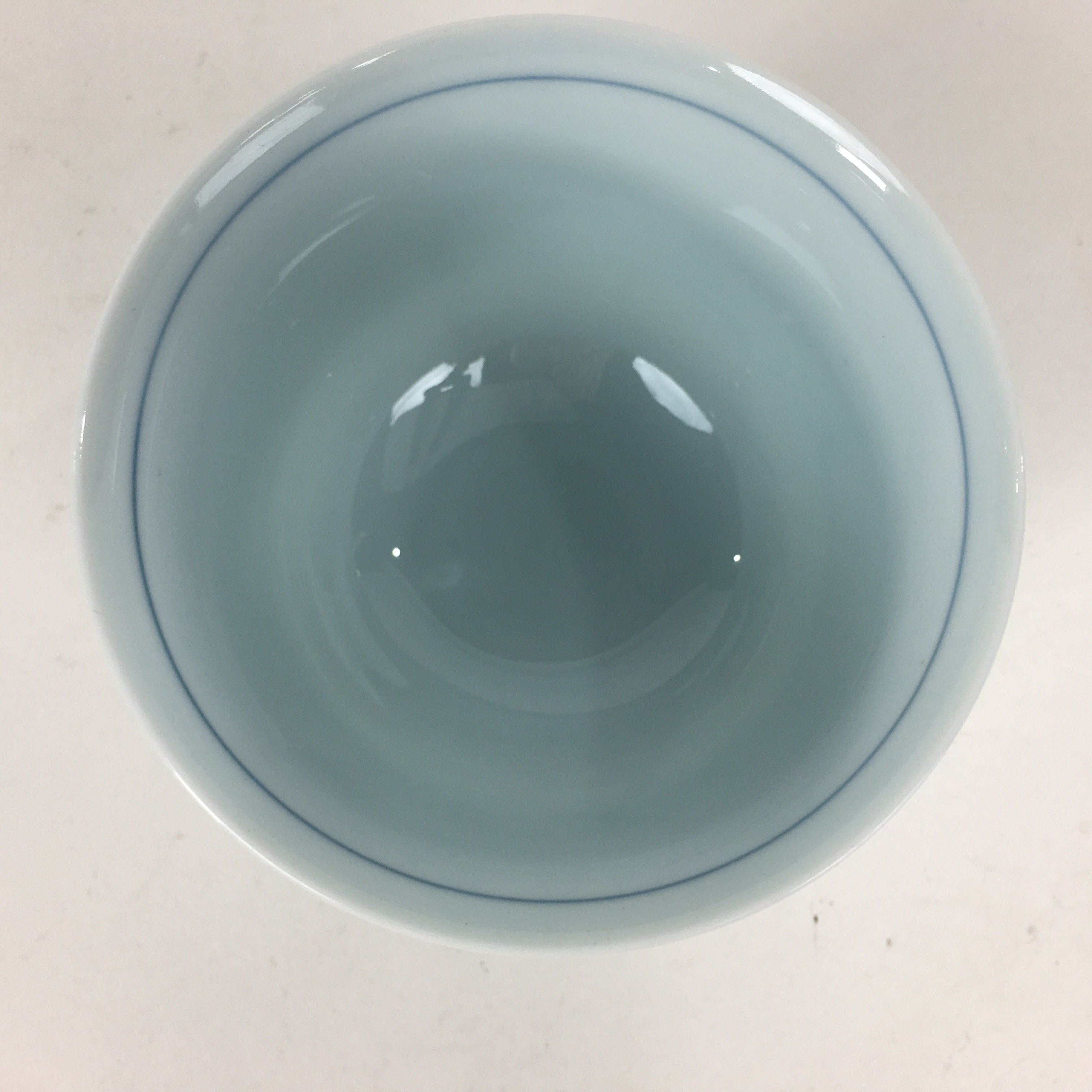 Japanese Porcelain Teacup Vtg Light Blue Small Bird Design Inside Sencha QT129
