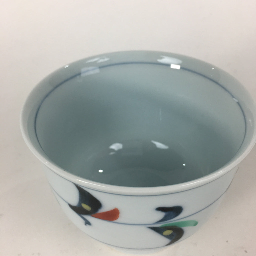 Japanese Porcelain Teacup Vtg Light Blue Small Bird Design Inside Sencha QT129