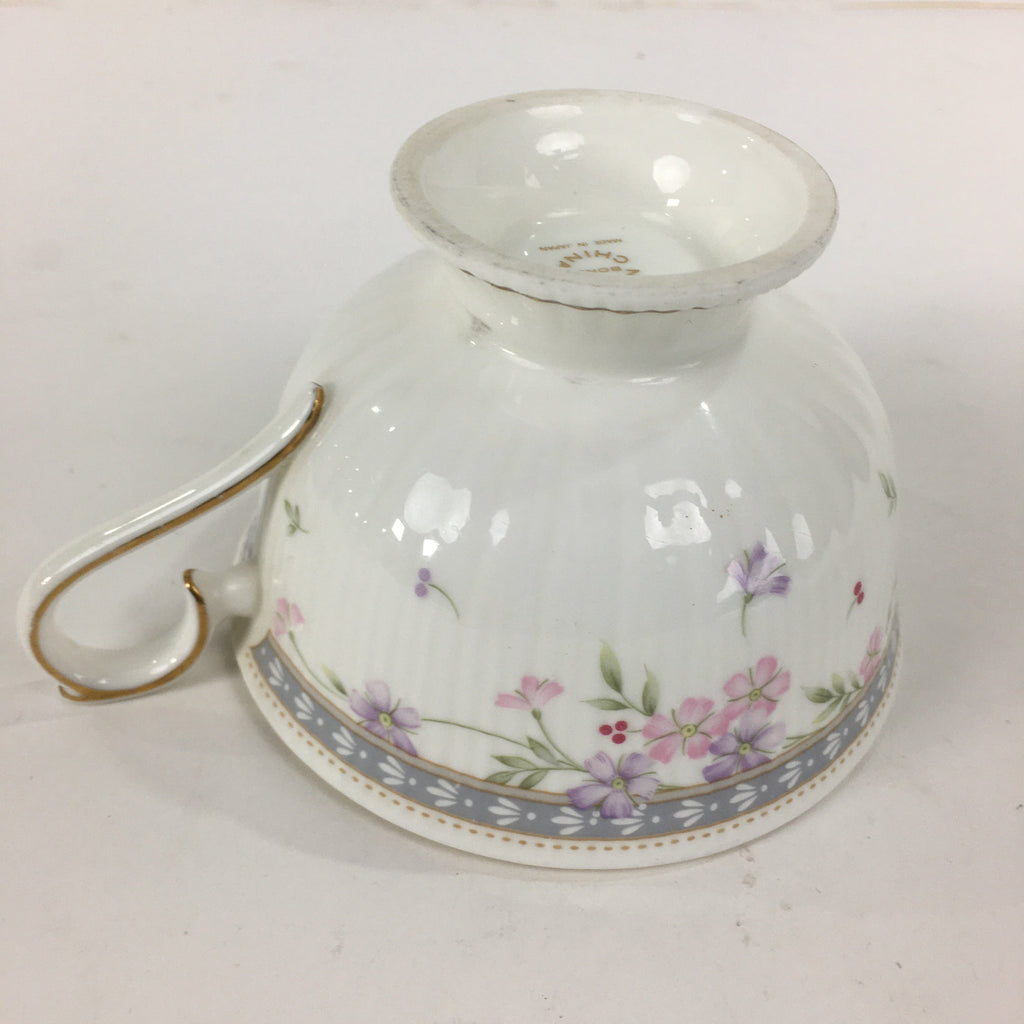 Japanese Porcelain Teacup Vtg Narumi Bone China Flower Pattern White PP785