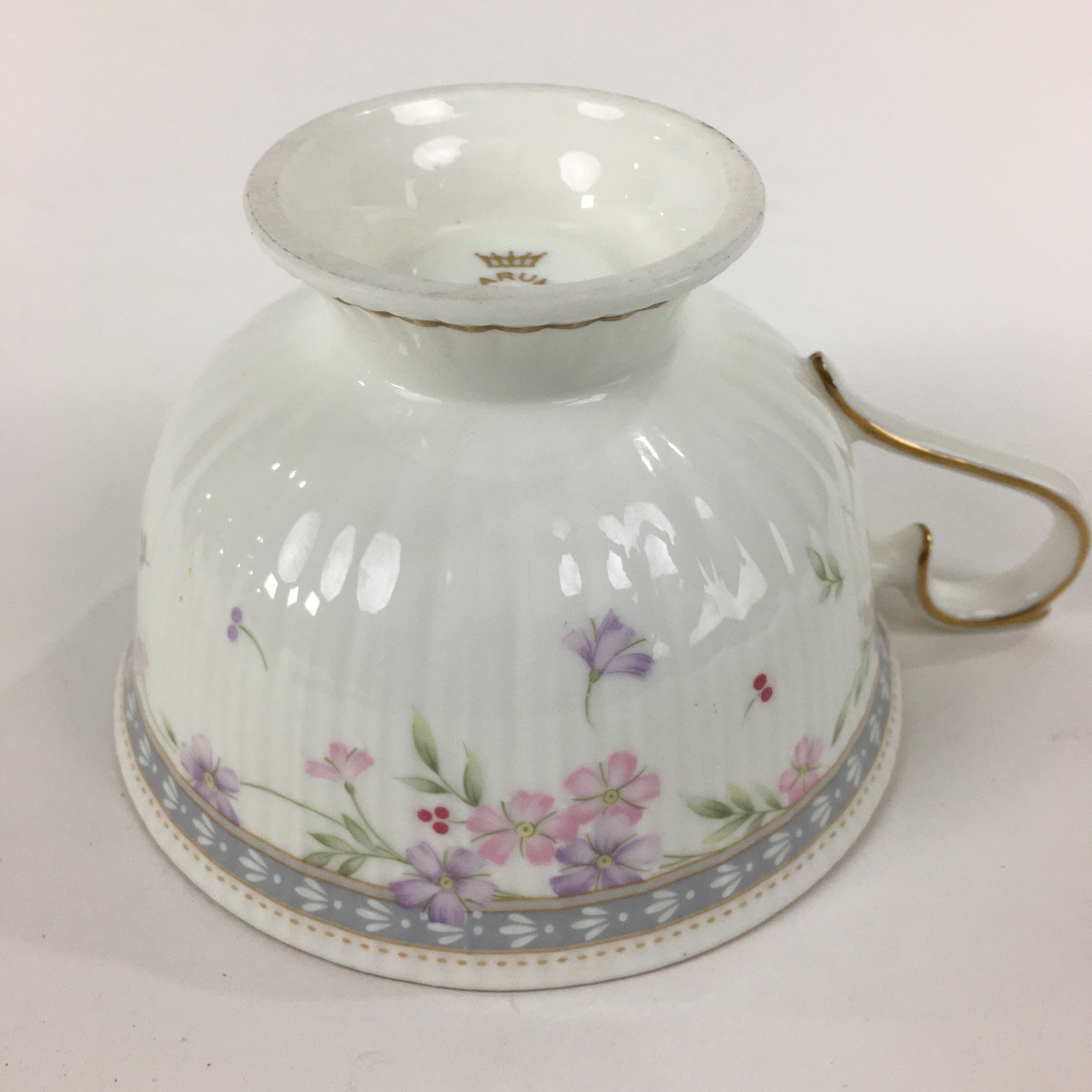 Japanese Porcelain Teacup Vtg Narumi Bone China Flower Pattern White PP786