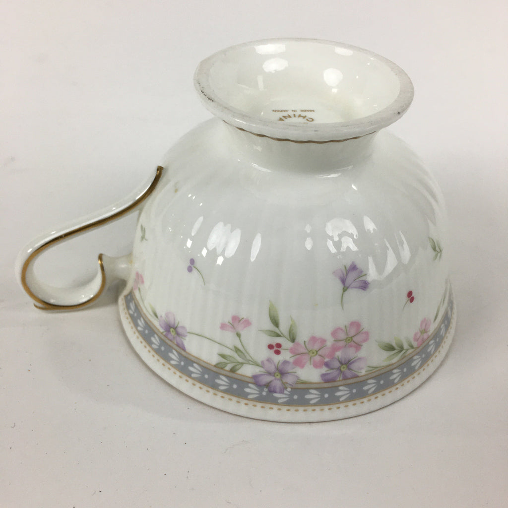 Japanese Porcelain Teacup Vtg Narumi Bone China Flower Pattern White PP786