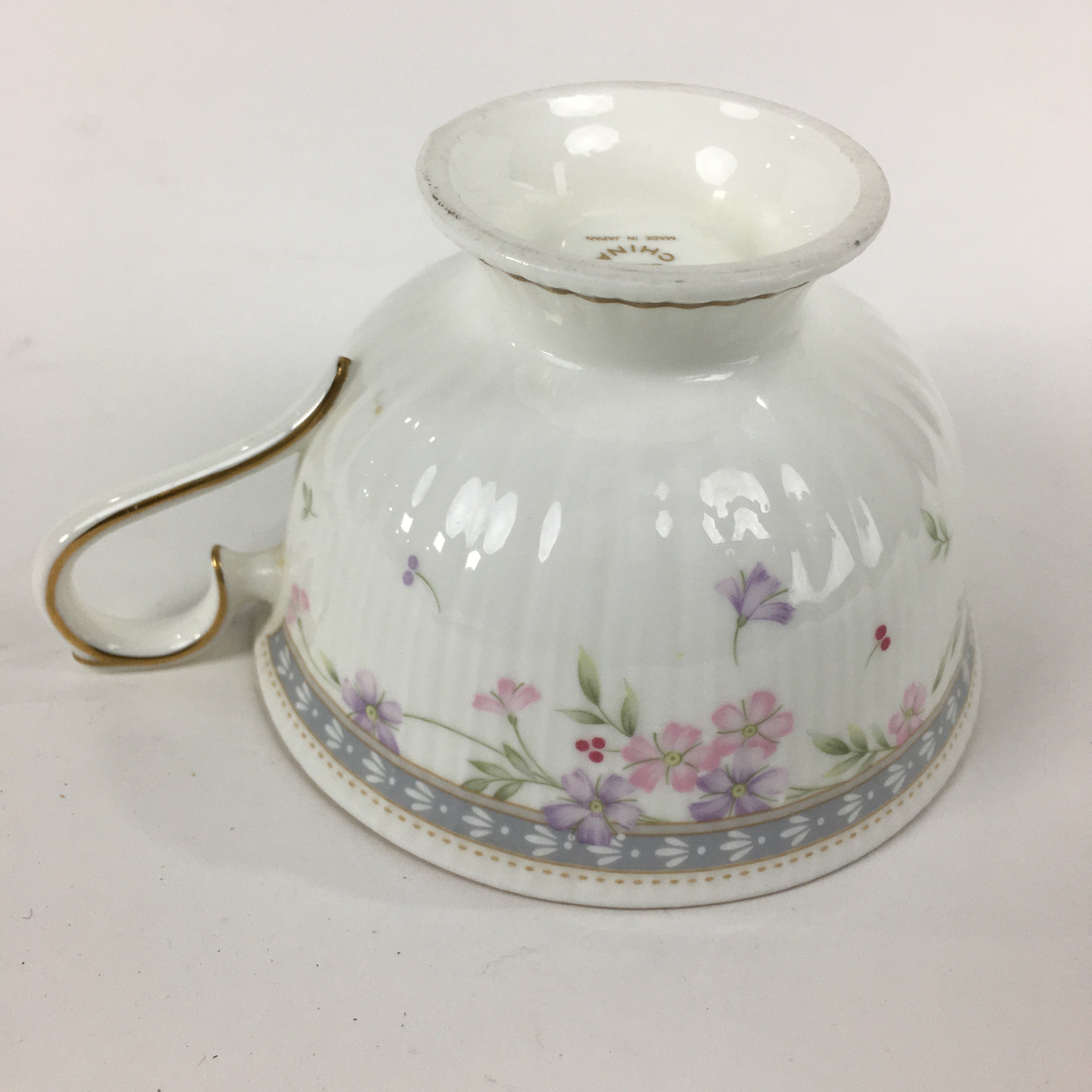 Japanese Porcelain Teacup Vtg Narumi Bone China Flower Pattern White PP786