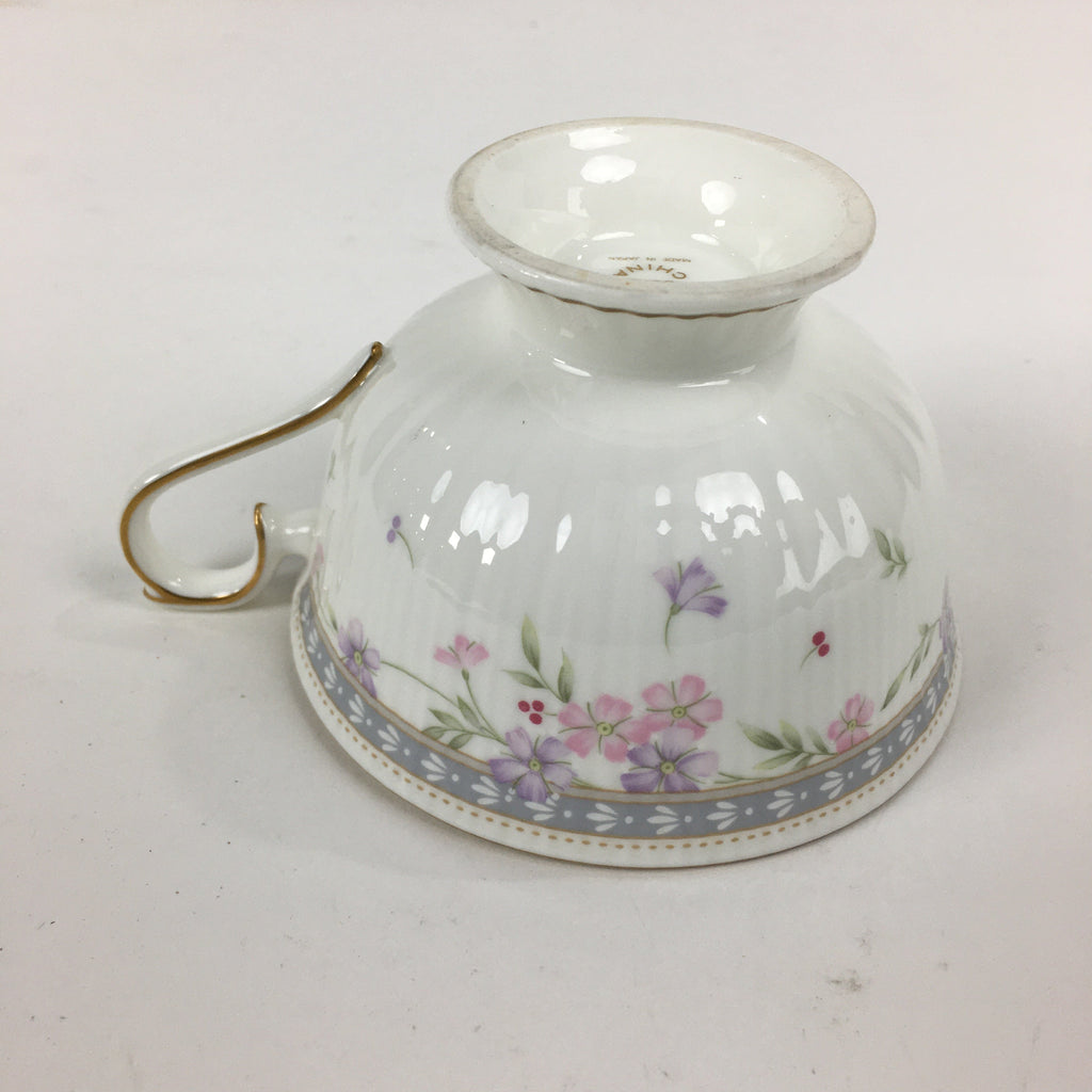 Japanese Porcelain Teacup Vtg Narumi Bone China Flower Pattern White PP788
