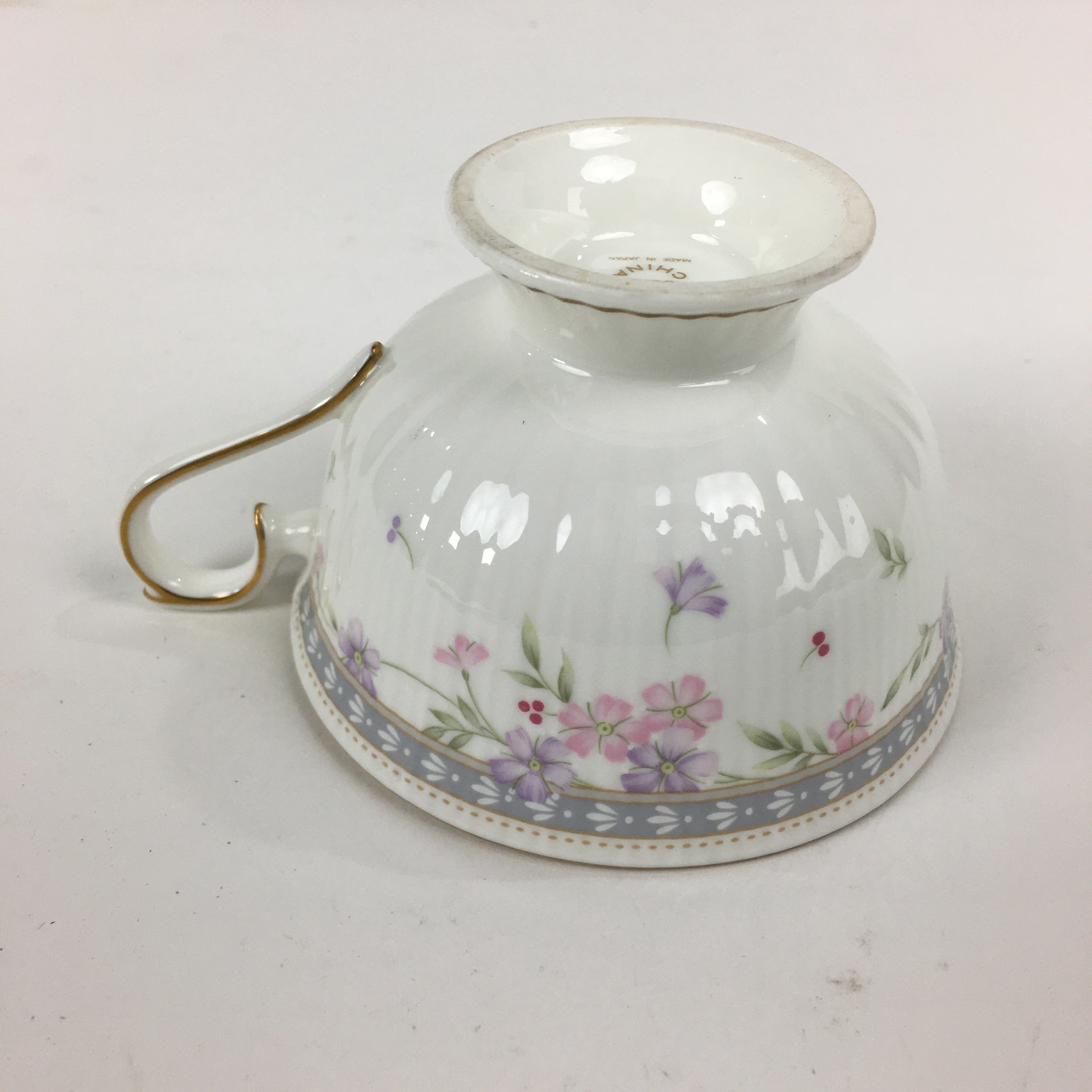 Japanese Porcelain Teacup Vtg Narumi Bone China Flower Pattern White PP788