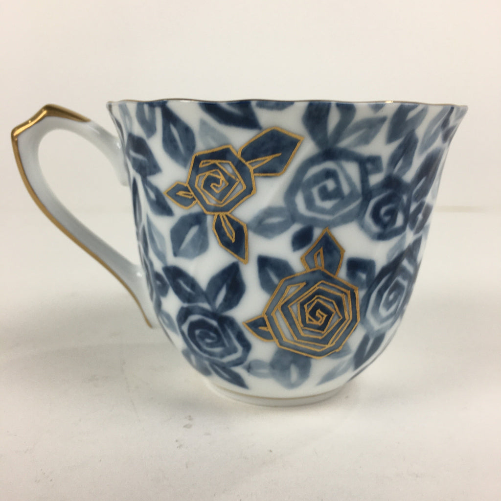 Japanese Porcelain Teacup Vtg Richfeld Tachikichi Inc Blue White Rose PP789