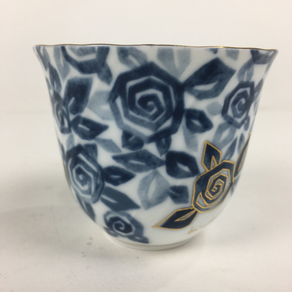 Japanese Porcelain Teacup Vtg Richfeld Tachikichi Inc Blue White Rose PP789