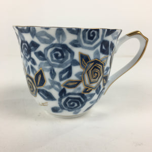 Japanese Porcelain Teacup Vtg Richfeld Tachikichi Inc Blue White Rose PP789