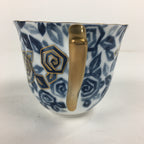 Japanese Porcelain Teacup Vtg Richfeld Tachikichi Inc Blue White Rose PP789