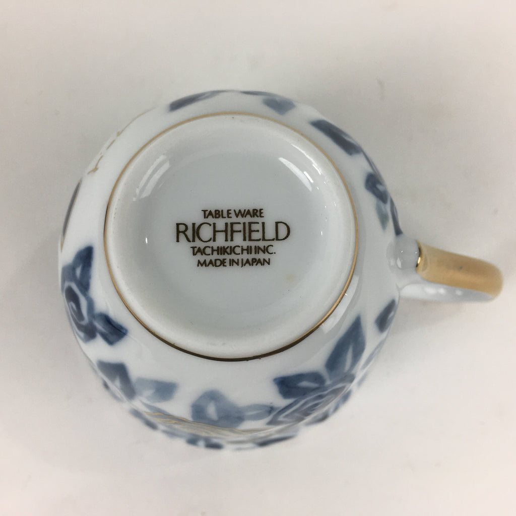 Japanese Porcelain Teacup Vtg Richfeld Tachikichi Inc Blue White Rose PP789