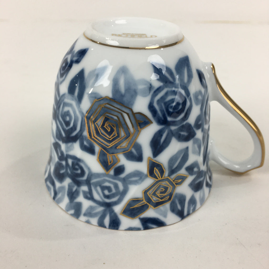 Japanese Porcelain Teacup Vtg Richfeld Tachikichi Inc Blue White Rose PP789