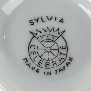 Japanese Porcelain Teacup Vtg Sylvia White Celebrate Mug Coffee Cup QT143