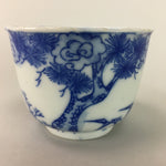 Japanese Porcelain Teacup Vtg Yunomi Sencha Blue Sometsuke Floral Design PT397