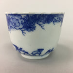Japanese Porcelain Teacup Vtg Yunomi Sencha Blue Sometsuke Floral Design PT397
