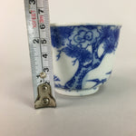 Japanese Porcelain Teacup Vtg Yunomi Sencha Blue Sometsuke Floral Design PT397