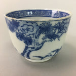 Japanese Porcelain Teacup Vtg Yunomi Sencha Blue Sometsuke Floral Design PT398