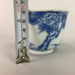 Japanese Porcelain Teacup Vtg Yunomi Sencha Blue Sometsuke Floral Design PT399