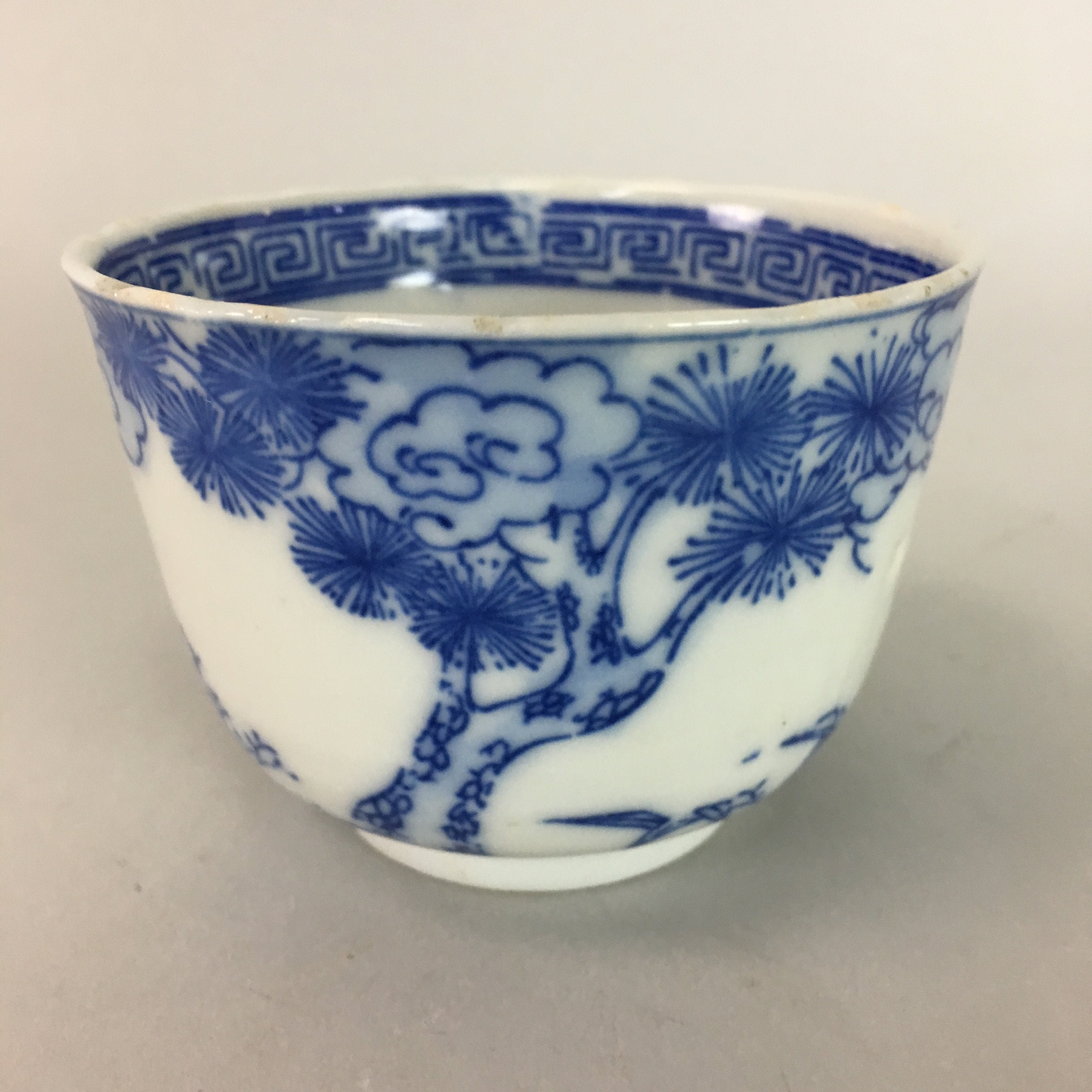 Japanese Porcelain Teacup Vtg Yunomi Sencha Blue Sometsuke PT392