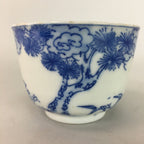 Japanese Porcelain Teacup Vtg Yunomi Sencha Blue Sometsuke PT393
