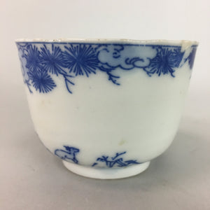 Japanese Porcelain Teacup Vtg Yunomi Sencha Blue Sometsuke PT393