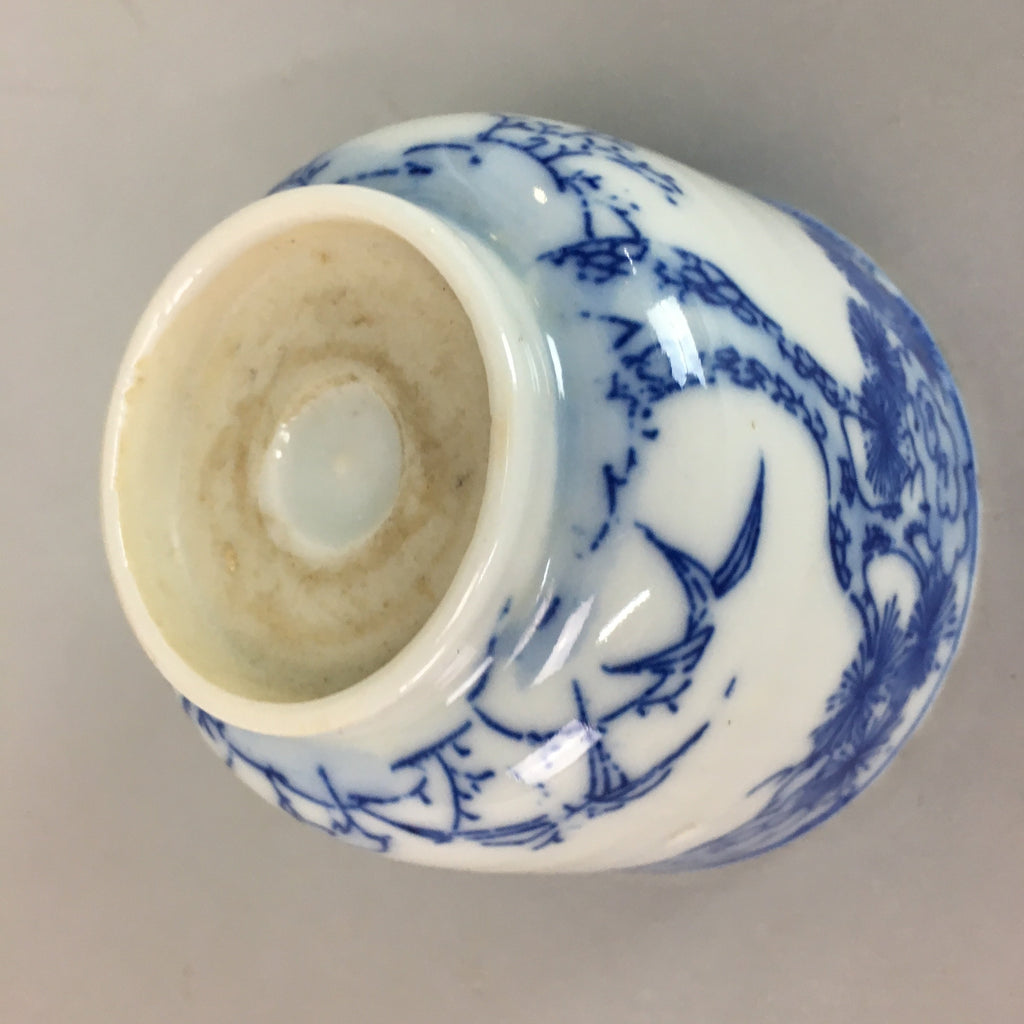 Japanese Porcelain Teacup Vtg Yunomi Sencha Blue Sometsuke PT393