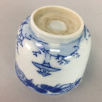 Japanese Porcelain Teacup Vtg Yunomi Sencha Blue Sometsuke PT393