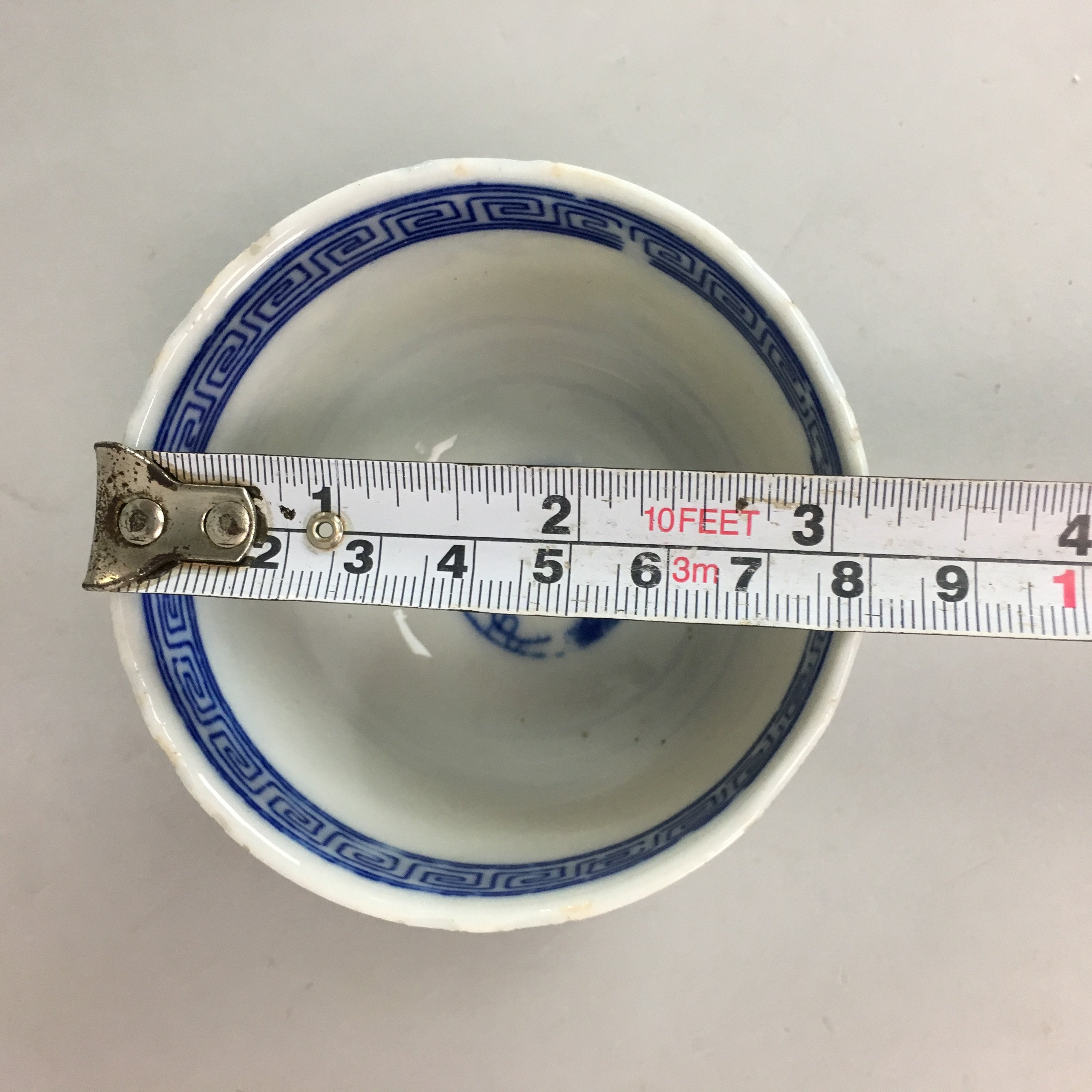 Japanese Porcelain Teacup Vtg Yunomi Sencha Blue Sometsuke PT393