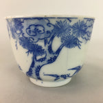 Japanese Porcelain Teacup Vtg Yunomi Sencha Blue Sometsuke PT394
