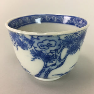 Japanese Porcelain Teacup Vtg Yunomi Sencha Blue Sometsuke PT395