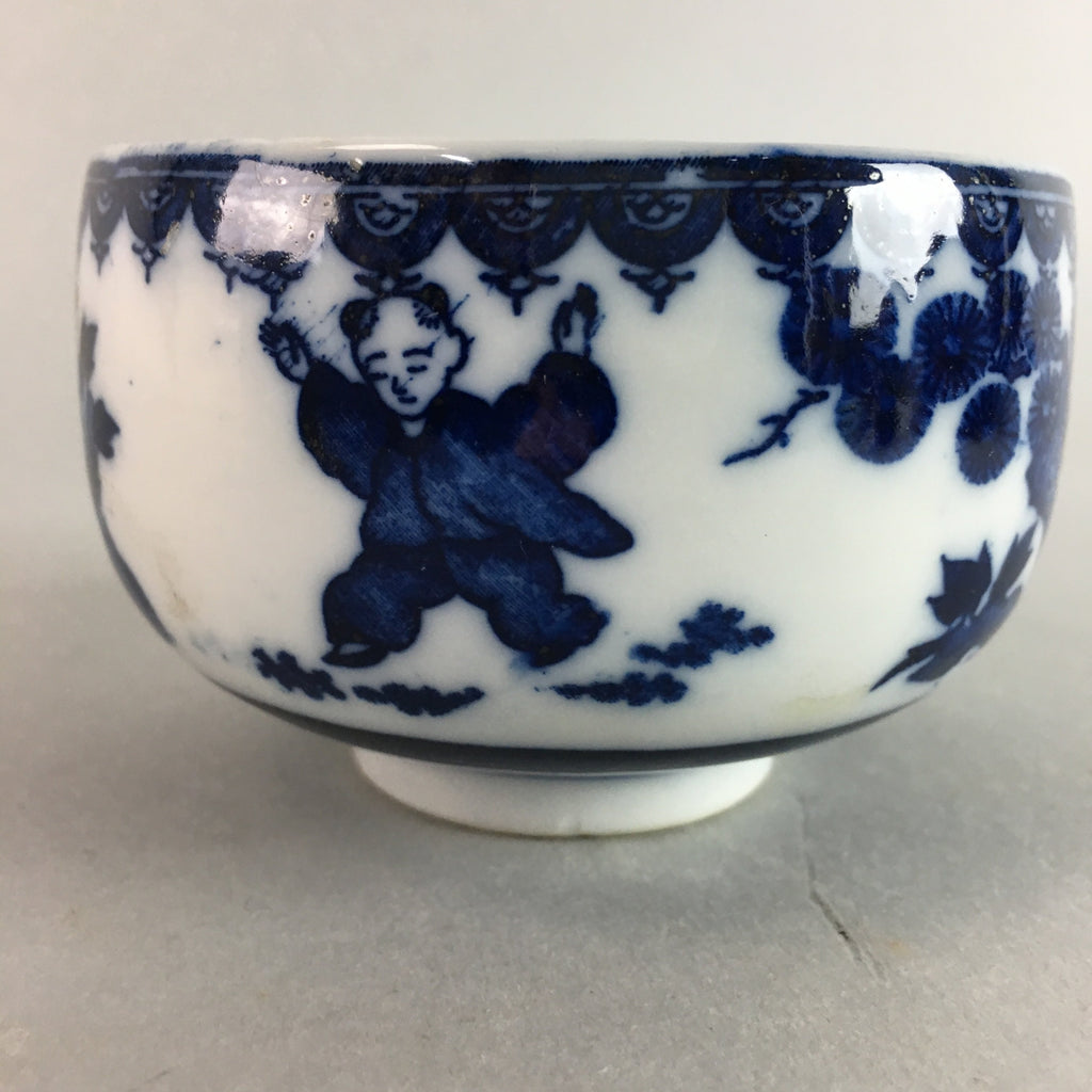 Japanese Porcelain Teacup Vtg Yunomi Sometsuke Blue White Child Sencha PT634