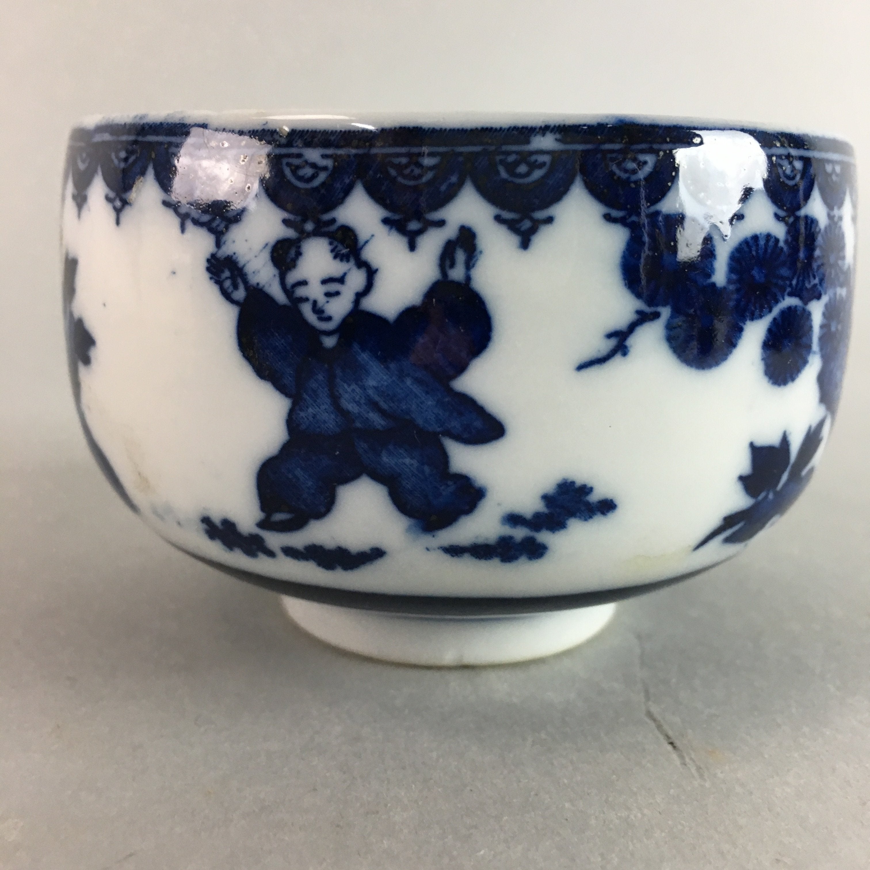 Japanese Porcelain Teacup Vtg Yunomi Sometsuke Blue White Child Sencha PT634