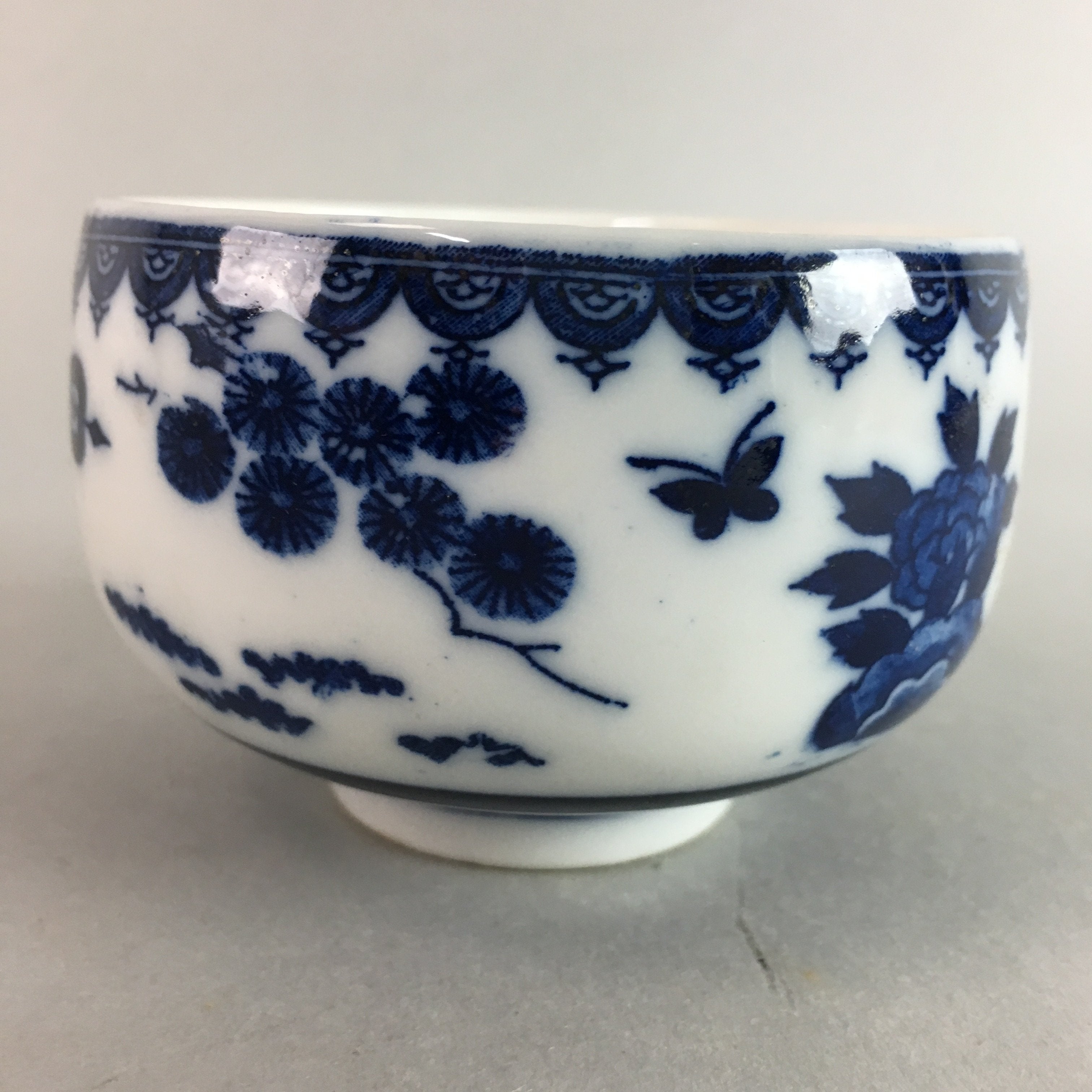 Japanese Porcelain Teacup Vtg Yunomi Sometsuke Blue White Child Sencha PT634