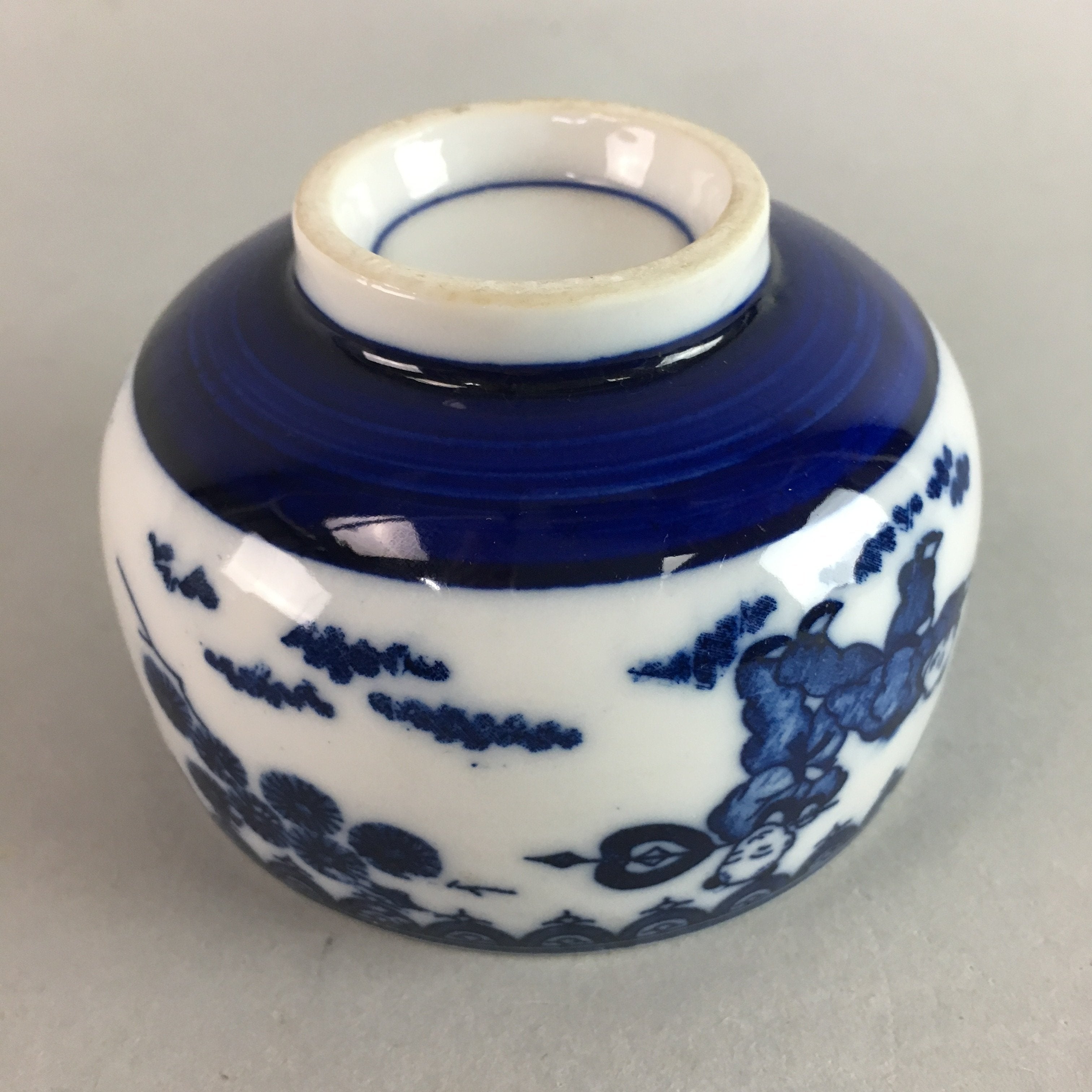 Japanese Porcelain Teacup Vtg Yunomi Sometsuke Blue White Child Sencha PT634
