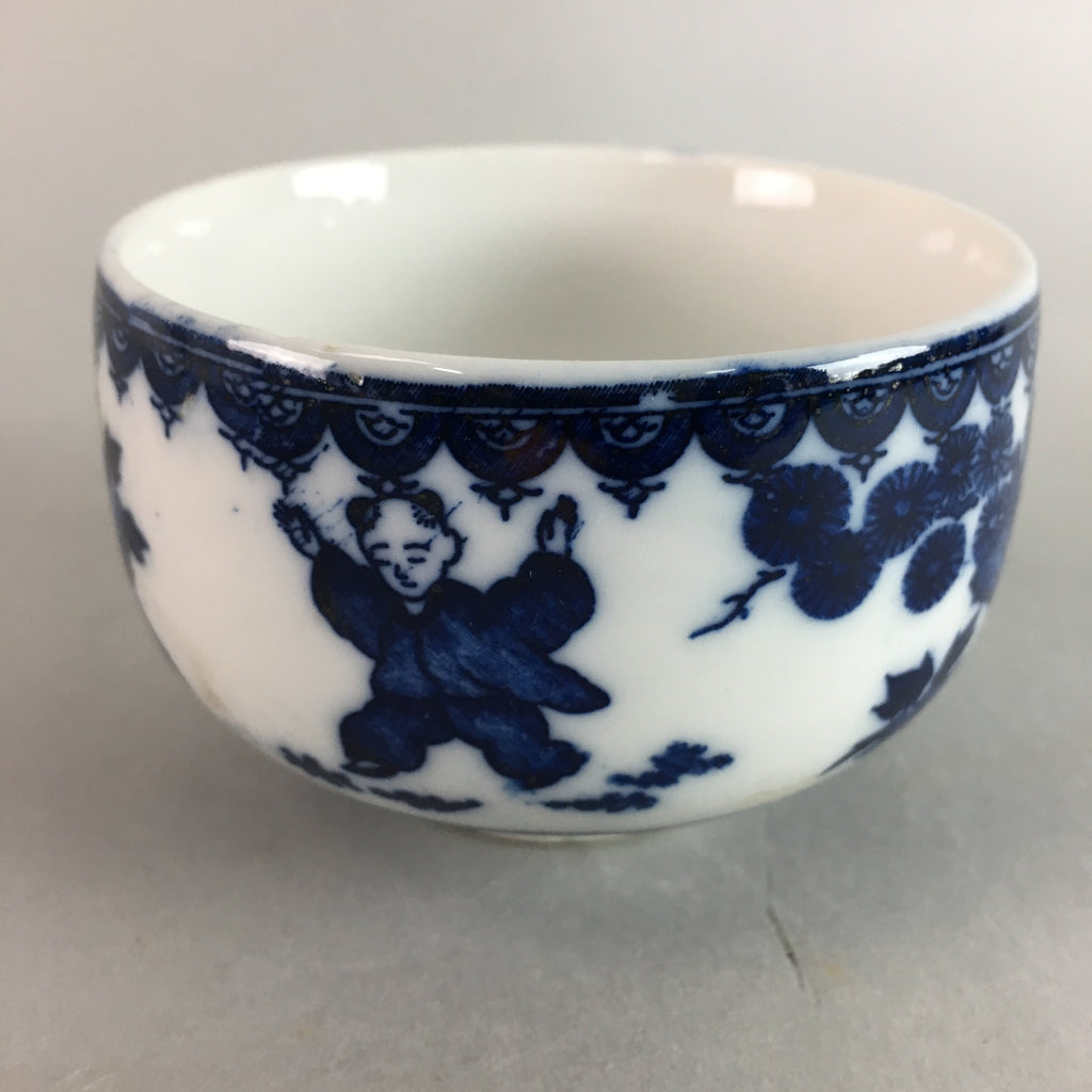 Japanese Porcelain Teacup Vtg Yunomi Sometsuke Blue White Child Sencha PT634