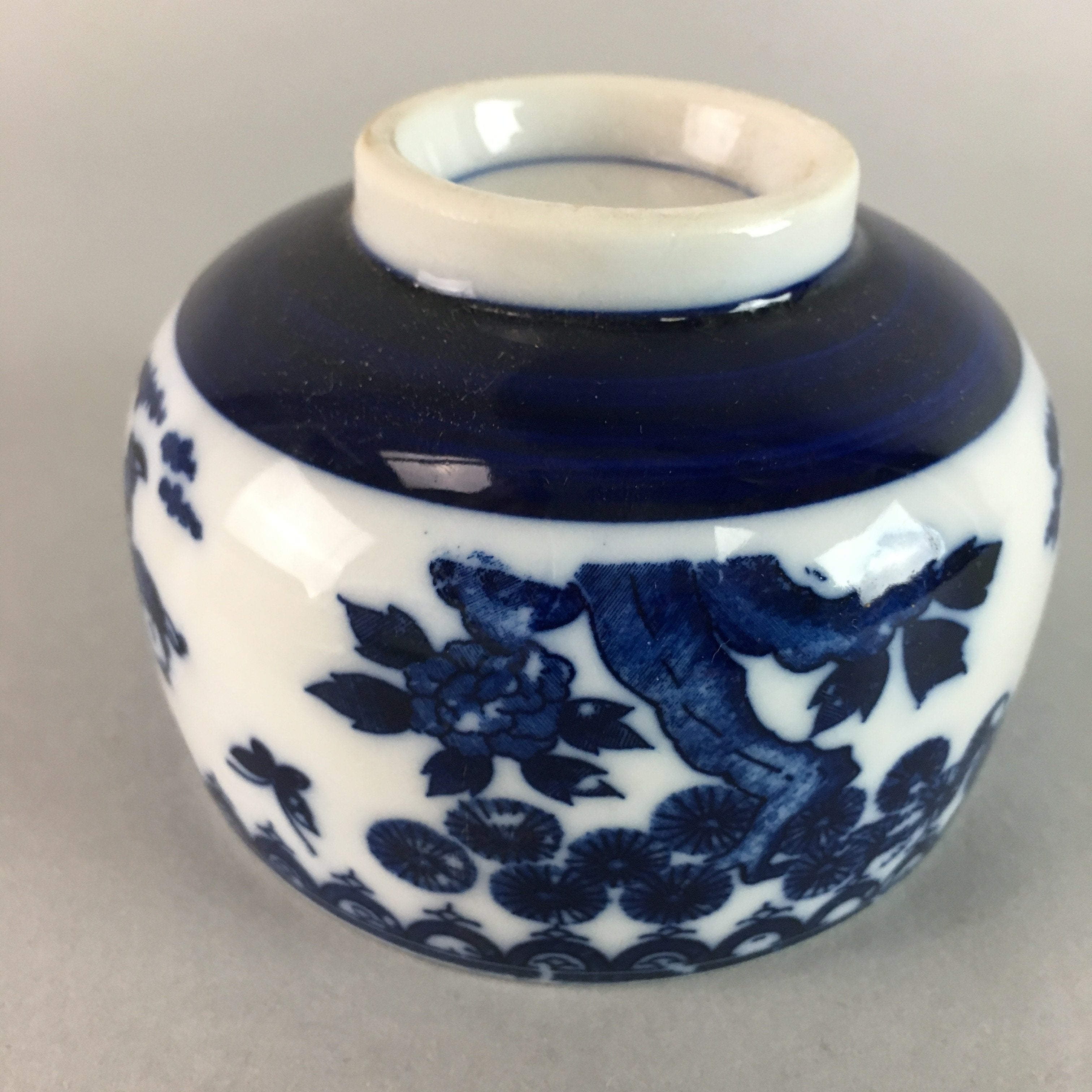 Japanese Porcelain Teacup Vtg Yunomi Sometsuke Blue White Child Sencha QT15