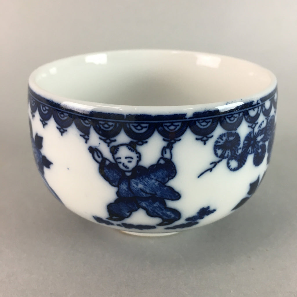 Japanese Porcelain Teacup Vtg Yunomi Sometsuke Blue White Child Sencha QT15