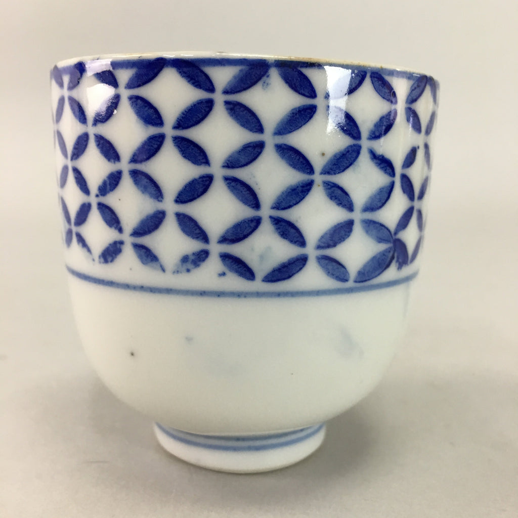 Japanese Porcelain Teacup Vtg Yunomi Sometsuke Blue White Shippo Sencha TC1