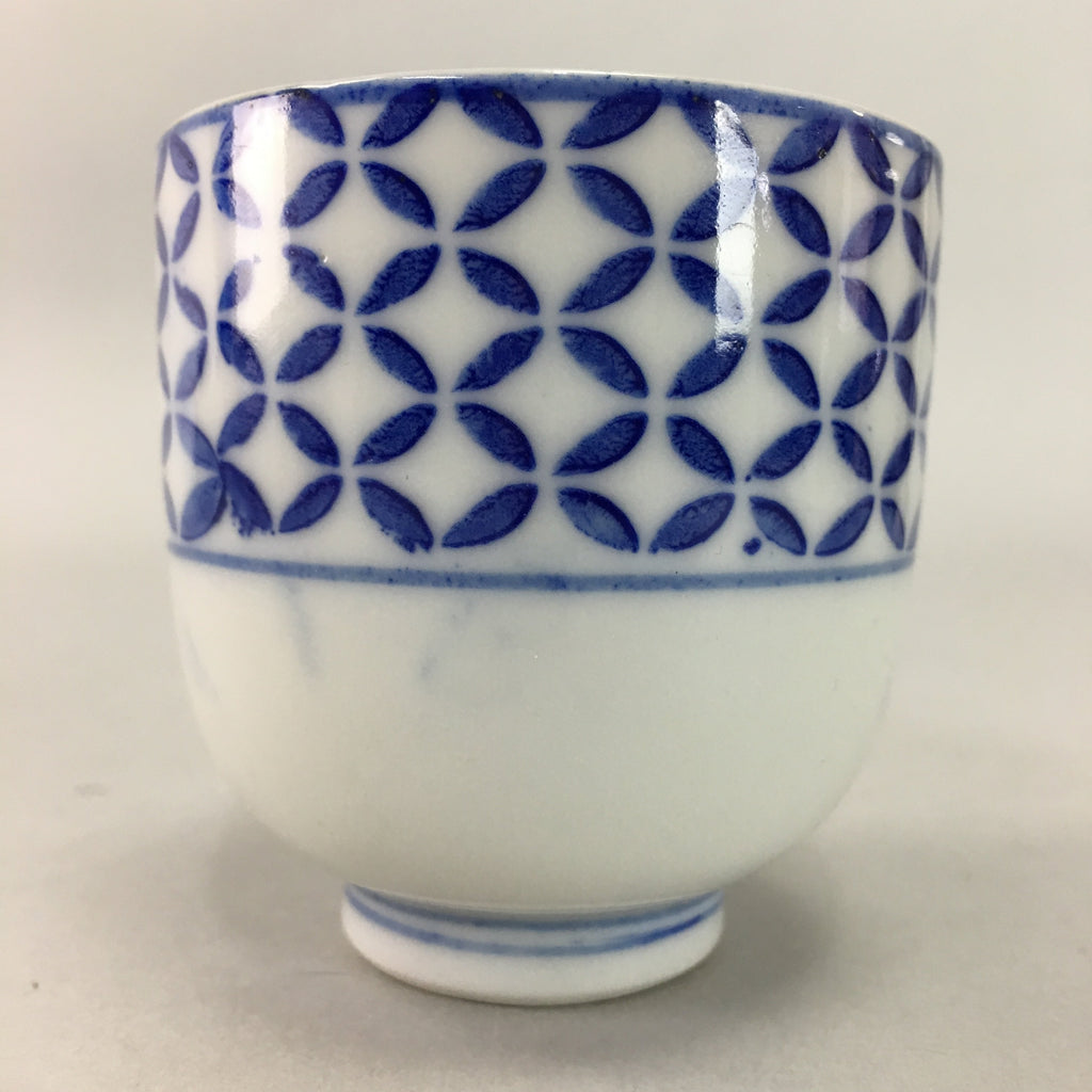 Japanese Porcelain Teacup Vtg Yunomi Sometsuke Blue White Shippo Sencha TC1