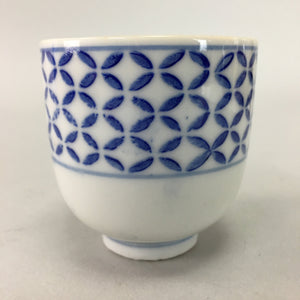 Japanese Porcelain Teacup Vtg Yunomi Sometsuke Blue White Shippo Sencha TC10