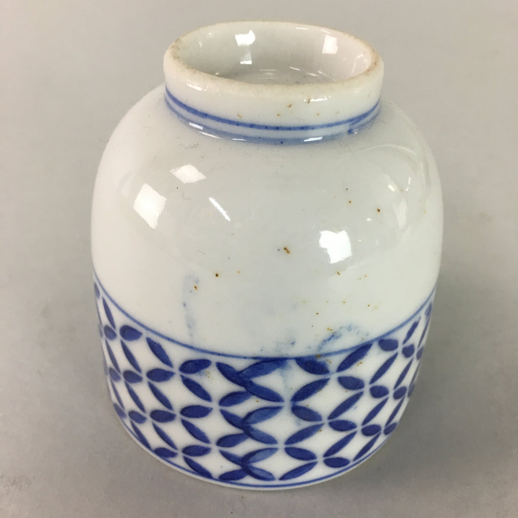 Japanese Porcelain Teacup Vtg Yunomi Sometsuke Blue White Shippo Sencha TC11