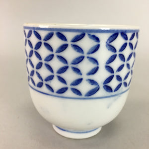 Japanese Porcelain Teacup Vtg Yunomi Sometsuke Blue White Shippo Sencha TC12