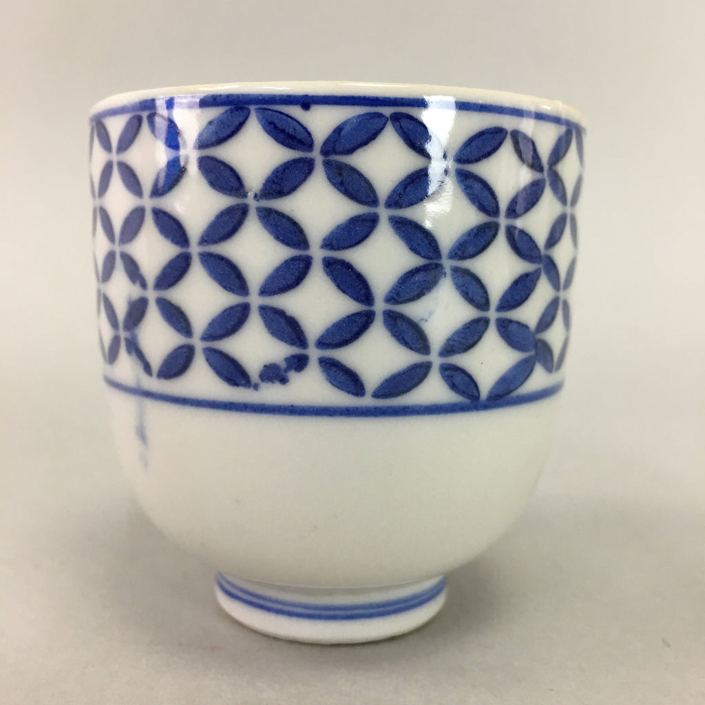 Japanese Porcelain Teacup Vtg Yunomi Sometsuke Blue White Shippo Sencha TC2