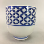 Japanese Porcelain Teacup Vtg Yunomi Sometsuke Blue White Shippo Sencha TC2
