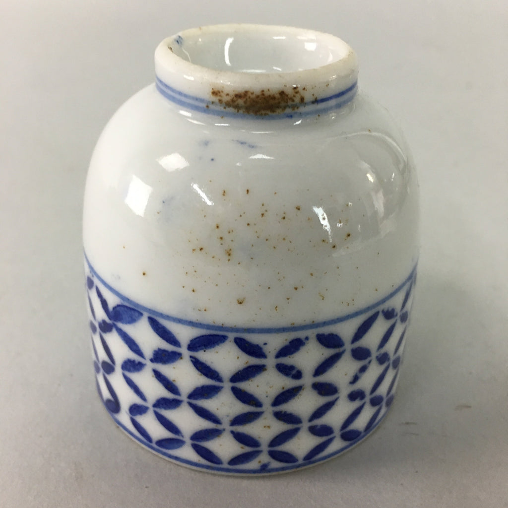 Japanese Porcelain Teacup Vtg Yunomi Sometsuke Blue White Shippo Sencha TC5
