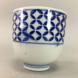 Japanese Porcelain Teacup Vtg Yunomi Sometsuke Blue White Shippo Sencha TC6