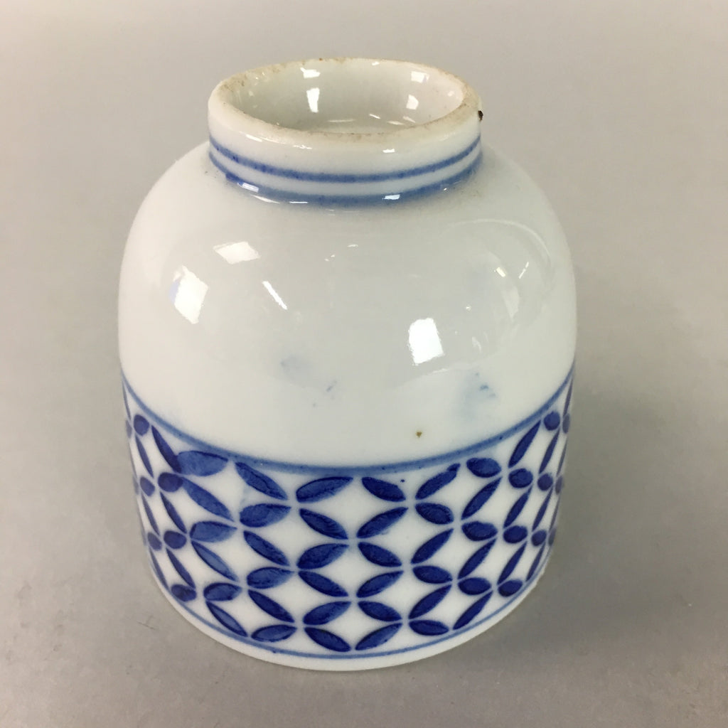 Japanese Porcelain Teacup Vtg Yunomi Sometsuke Blue White Shippo Sencha TC6