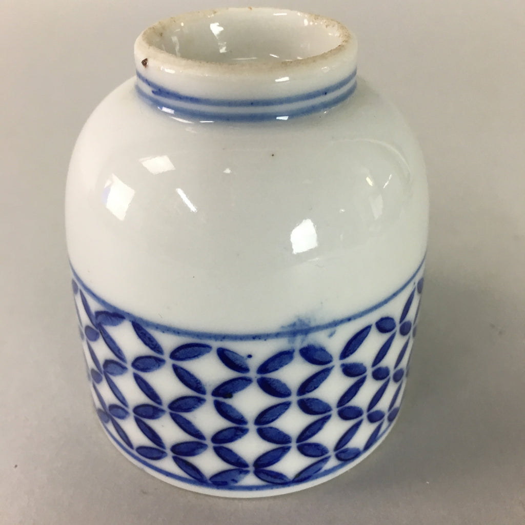 Japanese Porcelain Teacup Vtg Yunomi Sometsuke Blue White Shippo Sencha TC6