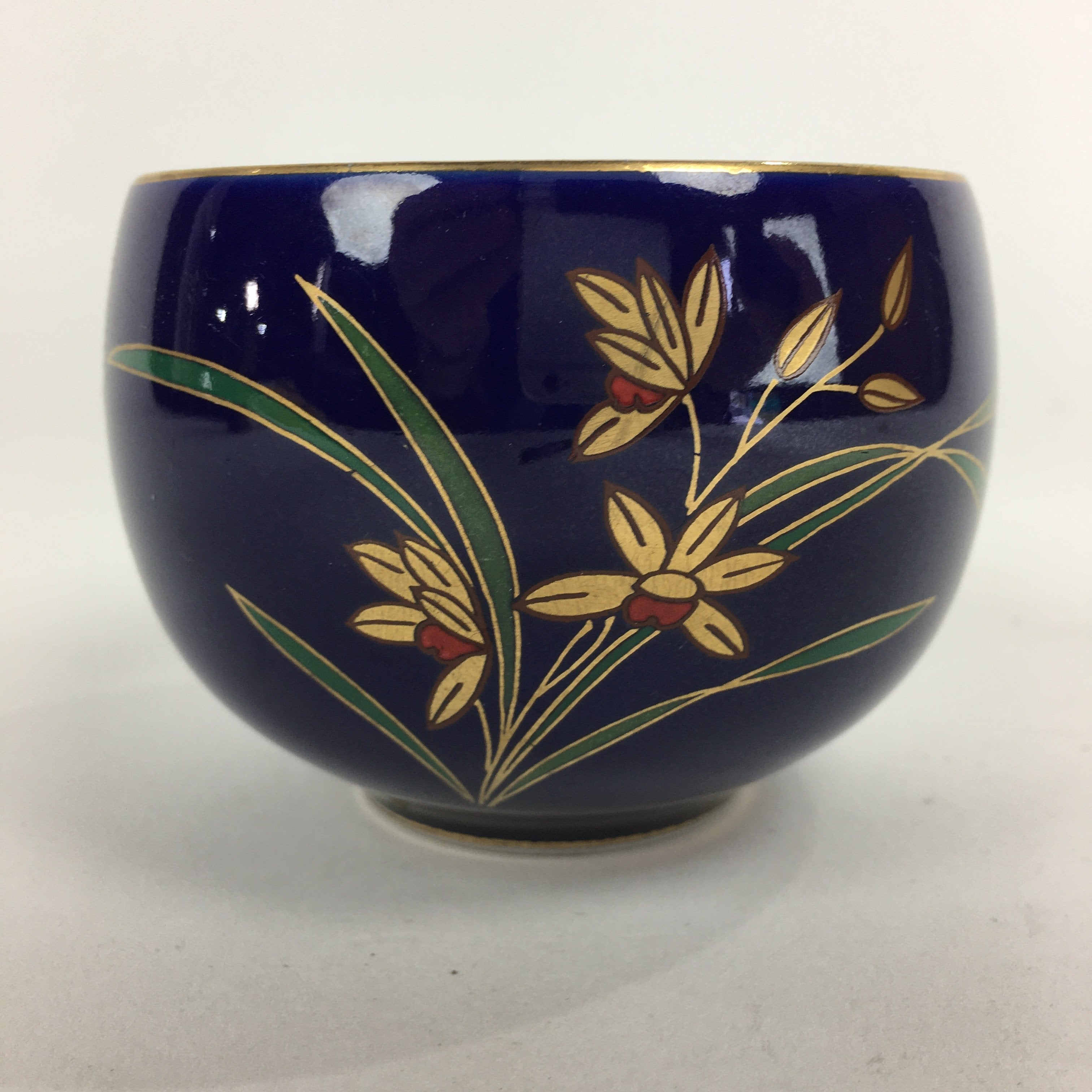 Japanese Porcelain Teacup Yunomi Vtg Arita Ware Nishiyama Kiln Blue Sencha TC243