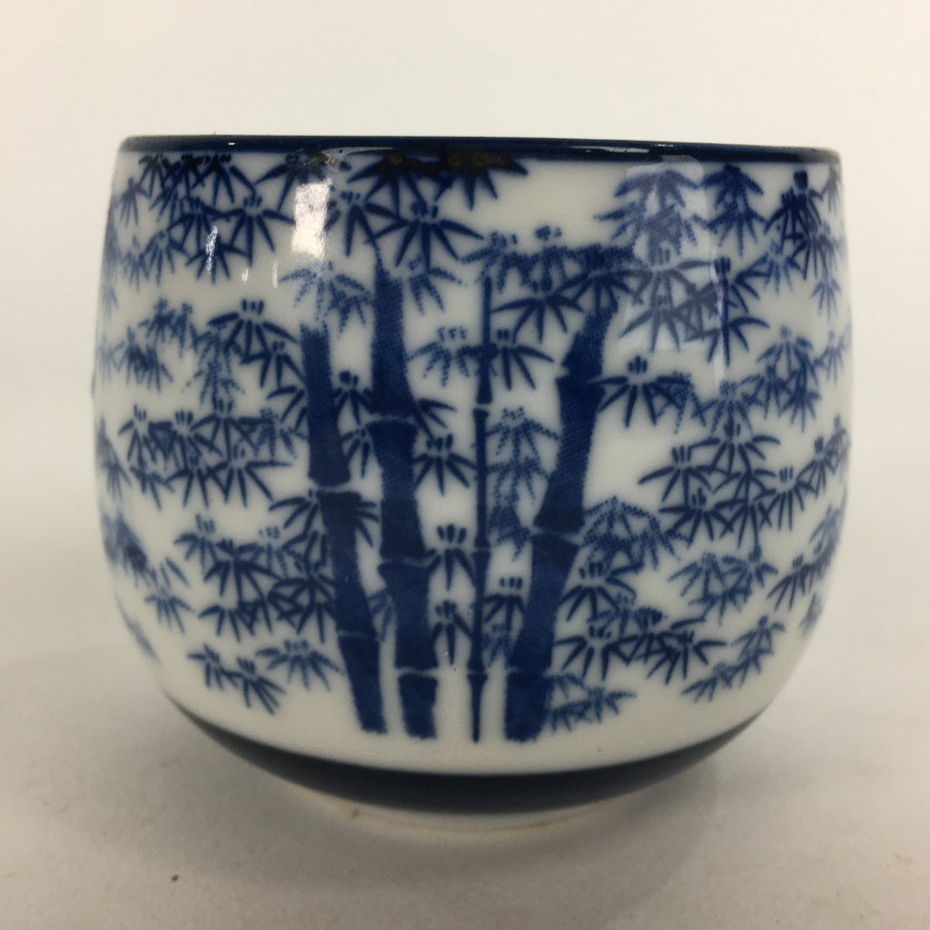Japanese Porcelain Teacup Yunomi Vtg Blue Sometsuke Bamboo Sencha TC216
