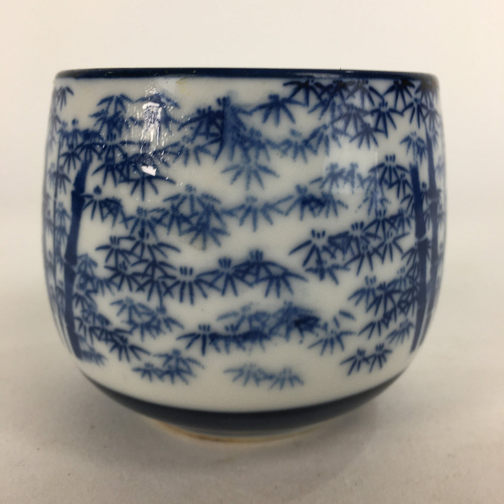 Japanese Porcelain Teacup Yunomi Vtg Blue Sometsuke Bamboo Sencha TC216